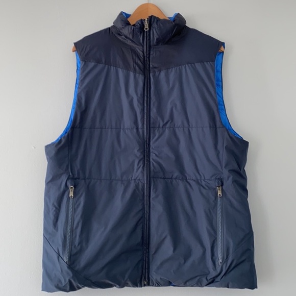 Lululemon men’s blue and navy reversible puffer mock neck zip up vest jacket - Picture 3 of 10